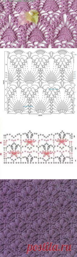 Красивые узоры крючком из пышных столбиков