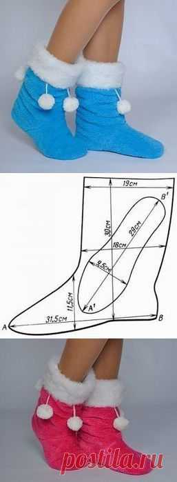 Выкройка теплых домашних тапочек. Сшить такие можно из флиса