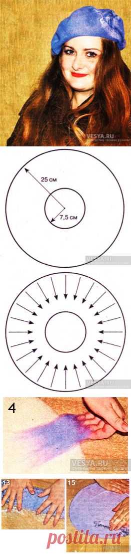 Как сделать берет из валяной шерсти своими руками, шаблон, схема