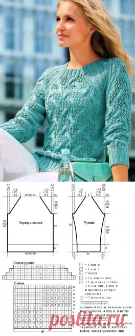 Схемы узоров - Пуловер-реглан с ажурными косами