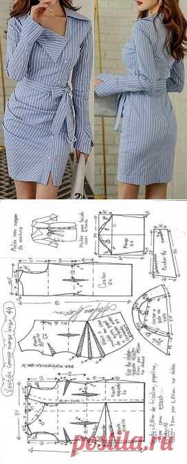 Vestido camisa com manga drapeado | DIY - molde, corte e costura - Marlene Mukai