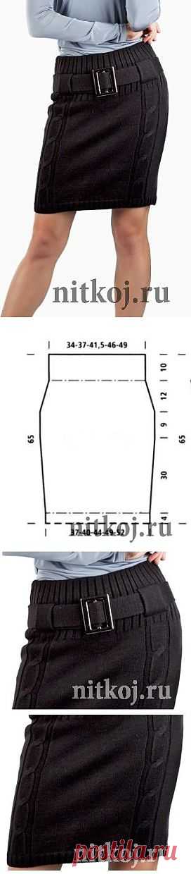 Деловая юбка спицами «Офисный стиль».