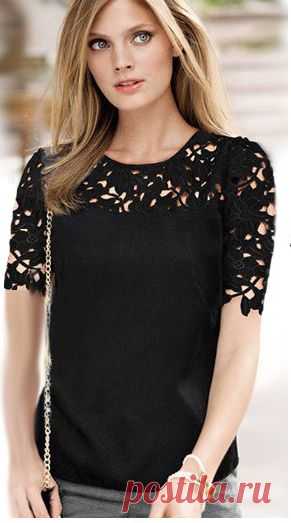 Ciria Rodriguez сохранил(а) Пин на доску «Blusas». 
Black Short Sleeve Hollow Lace Blouse - Fashion Clothing, Latest Street Fashion At Abaday.com  
|  Pinterest • Всемирный каталог идей