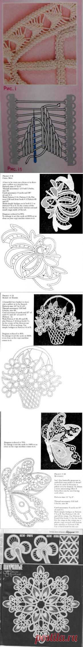 Элементы румынского кружева и много схем к салфеткам