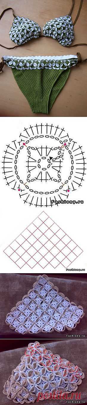 Вязание купальника крючком. Схема, описание, МК.