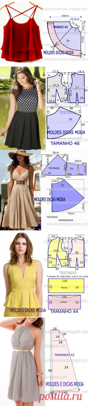 Moldes de roupa com molde com medidas e passo a passo