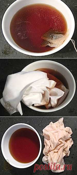 Натуральное окрашивание ткани для Тильда чаем