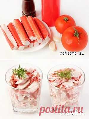 Салат с крабовыми палочками, помидорами и чесноком | ВКУСНО ПОЕДИМ!
