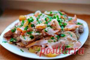 Немецкий картофельный салат с ветчиной:Рецепт №1