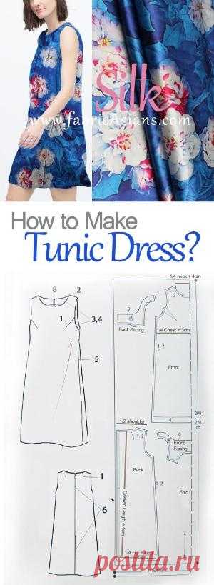 tunic dress sewing pattern free. how to sew tunic dress. blue silk dress project. by gloriaU