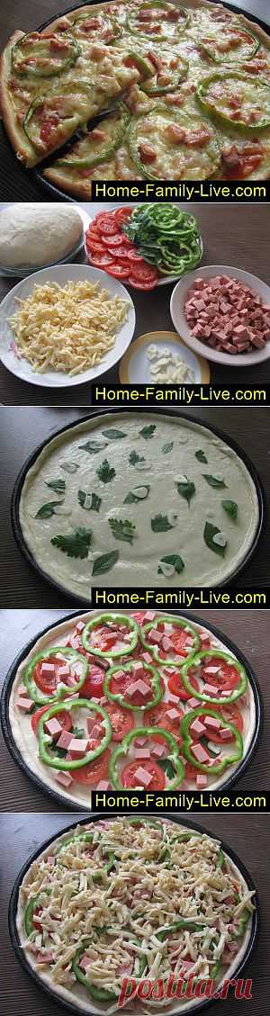 Кулинарные рецепты Пицца - пошаговый фоторецепт - пицца с колбасой