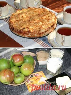 Яблочный пирог «3 стакана» - Сочная начинка и хрустящая сахарная корочка!