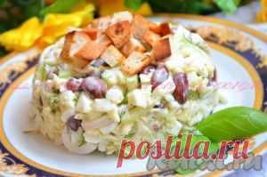 Рецепт салата с кальмарами и фасолью