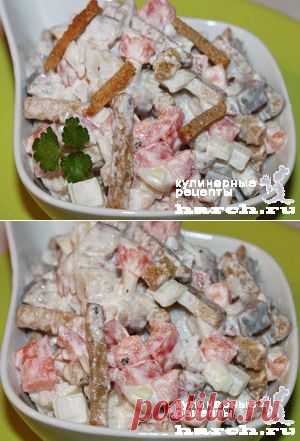 Салат с сельдью и сухариками &#8220;Флажок&#8221;  |  Харч.ру  - рецепты для любителей вкусно поесть