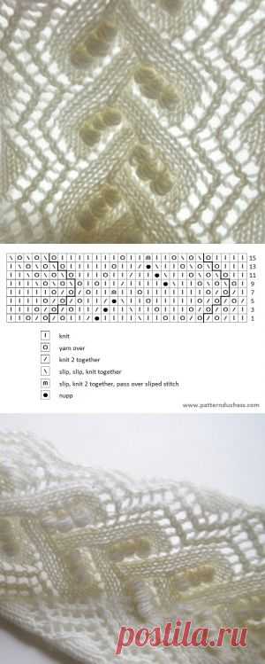 Knitted lace pattern with “nupps” | Pattern Duchess