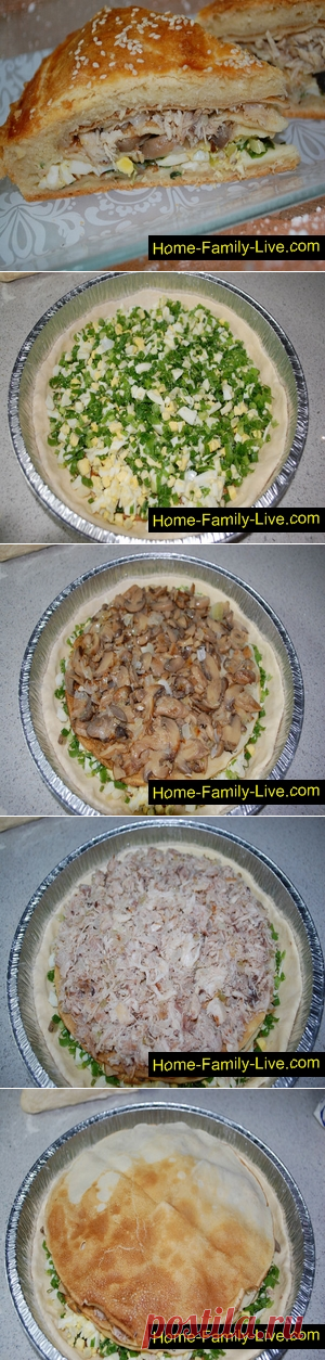 Курник с курицей и грибами/Сайт с пошаговыми рецептами с фото для тех кто любит готовить