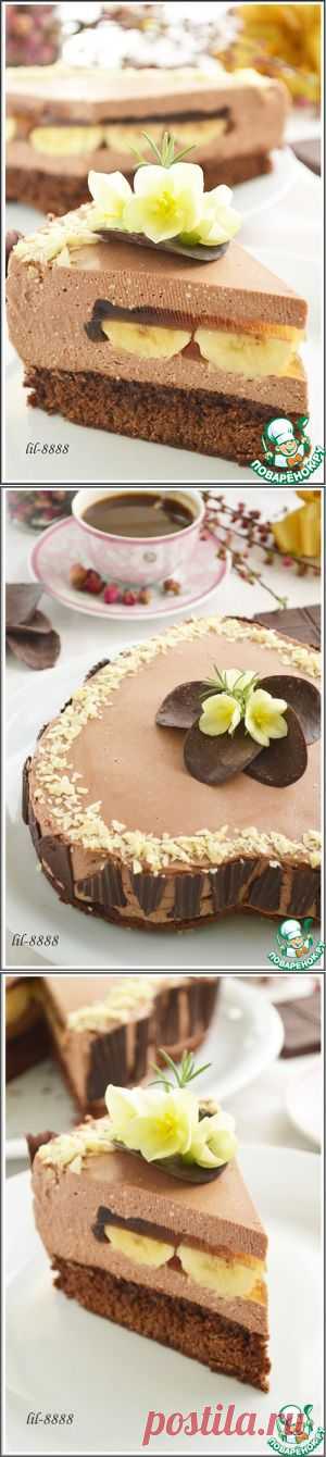 Торт "шоколадно-творожный мусс с бананами в карамельном желе" - кулинарный рецепт