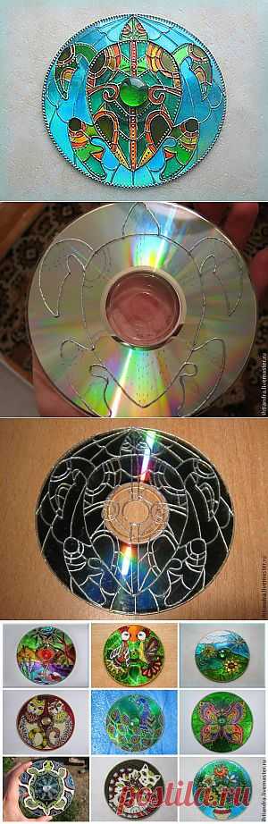 Витражный магнит на диске "Черепашка". | Самоделкино