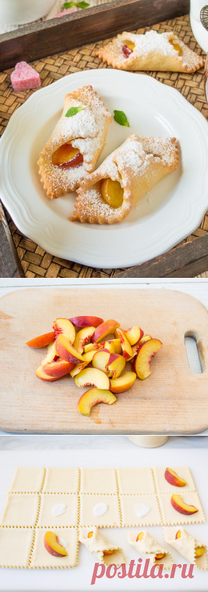 Творожное печенье с персиками: