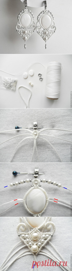 Создаем свадебные серьги в технике микромакраме - Ярмарка Мастеров - ручная работа, handmade
