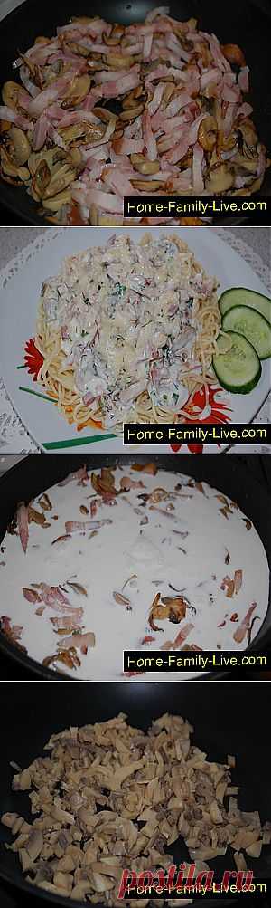 Кулинарные рецепты Спагетти под грибным соусом - пошаговый фоторецпт - макароны с грибами