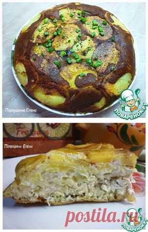 Заливной пирог с картофелем и мясом - кулинарный рецепт