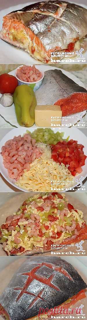 “Бандероль” из семги с креветками, сыром и овощами | Харч.ру - рецепты для любителей вкусно поесть