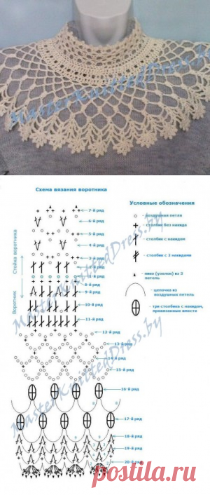 Нарядный ажурный воротник, связанный крючком.