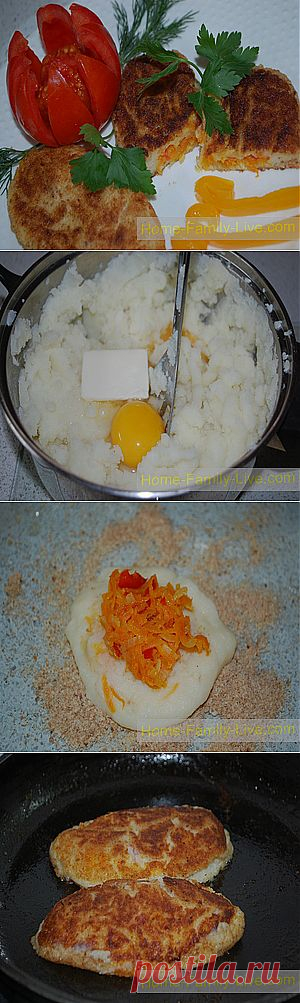 Кулинарные рецепты Картофельные котлеты с овощной начинкой &raquo; Кулинарные рецепты