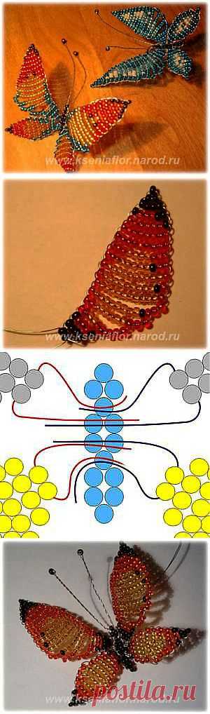 Бабочки из бисера: описание и схемы плетения