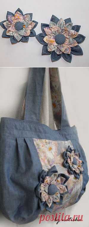 на сумку из джинсы и хлопка - Ярмарка Мастеров - ручная работа, handmade