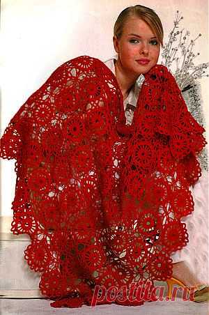 Ажурная шаль, связанная крючком -2/Шали. Палантины. Платки. Пончо. Накидки. Пелерины./Вязание/Статьи / Шитье, вязание, рукоделие, бисероплетение