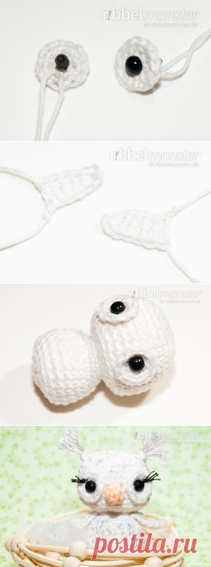 Amigurumi - Minimee Schneeeule häkeln "Dina" - Adventskalender 2015, Amigurumi Eule häkeln, Amigurumi Minimee Serie häkeln - Ribbelmonster