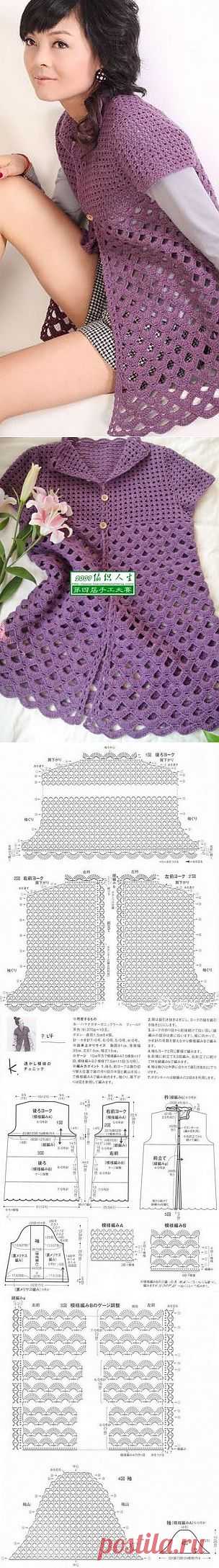 Вязание кардигана крючком