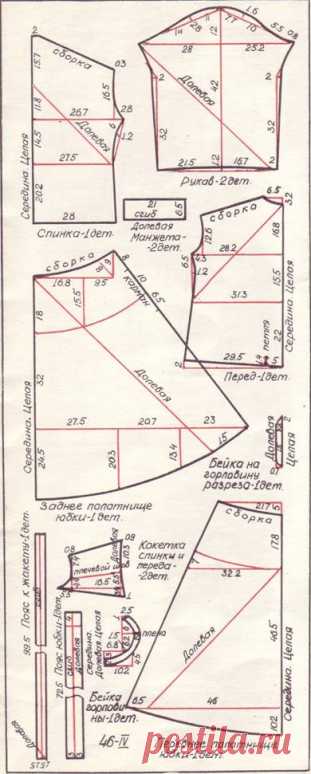 Фасоны и чертежи выкроек платьев, костюмов