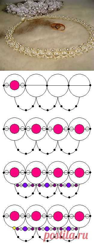 Свадебное  ожерелье из бисера
