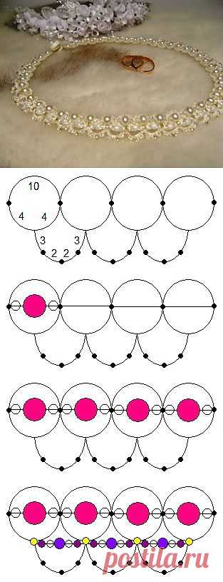 Бисеринка: Свадебное ожерелье из бисера