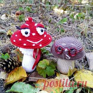 Мухомор и Боровик амигуруми. Схемы и описания для вязания игрушек крючком! Бесплатный мастер-класс от Натальи Балык по вязанию мухомора и боровика крючком. Высота вязаных игрушек 8 и 12 см. Для изготовления таких грибочков ав…