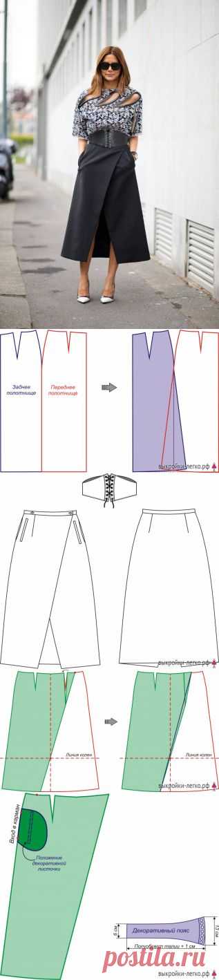 Выкройка юбки с запахом | Выкройки онлайн и уроки моделирования