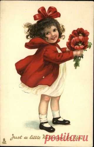 (1) Valentine Tuck Modern Children Series 233 Little Girl Red Dress c1910 Postcard | eBay | Božić