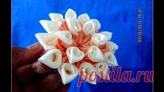 DIY Kanzashi flores pétalos de diamantes rosa en cintas- pink flower petals diamond ribbons - YouTube
