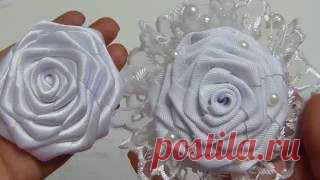 Flores Kanzashi hermosas en cintas de raso paso a paso - YouTube