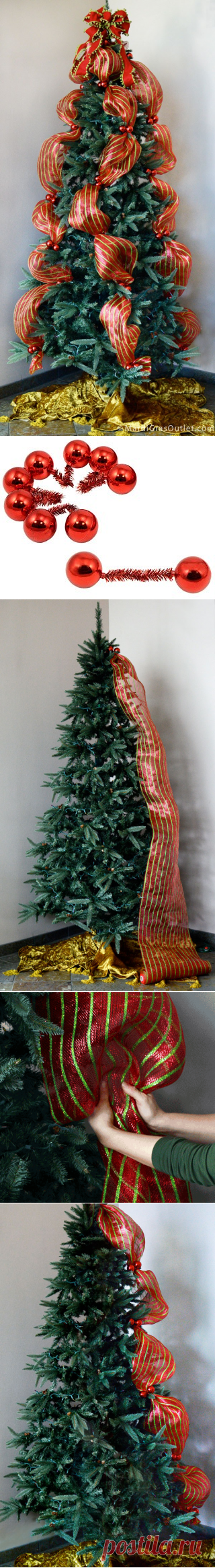 Party Ideas by Mardi Gras Outlet: Quick Christmas Tree Decorating with Tinsel Ties and Deco Mesh