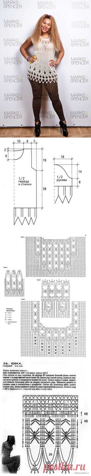 Туника Корнелии Манго схема. Туника с подиума крючком | Домоводство для всей семьи