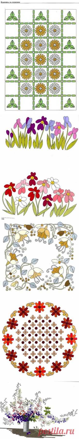 Несколько схем для вышивки лентами / Вышивка / Вышивка лентами