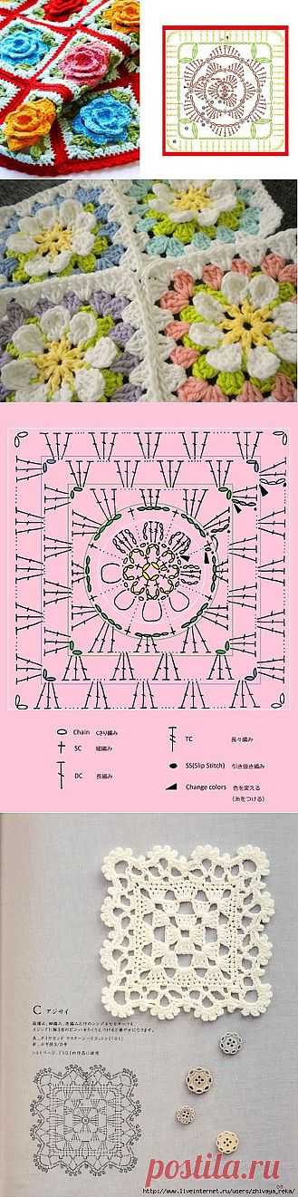 Немного мотивов крючком. Схемы.