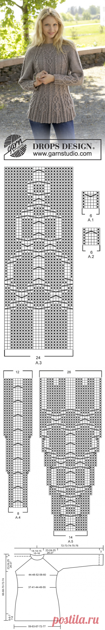 Alana - Knitted DROPS jumper with cables and raglan, worked top down in ”Karisma”. Size S-XXL - Free pattern by DROPS Design