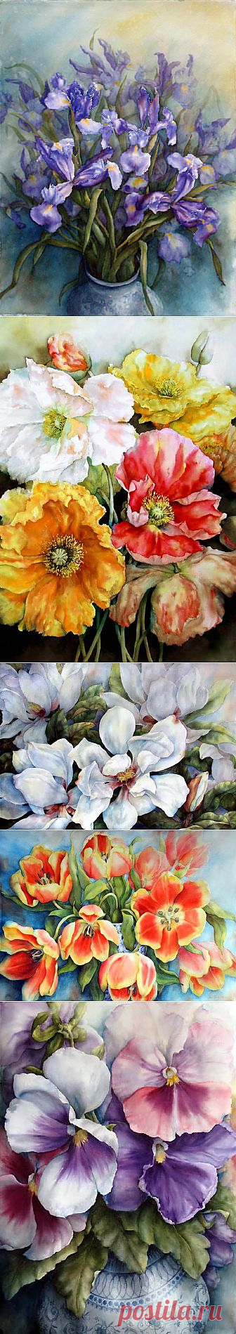 Акварели от Пэм Саквилл (Pam Sackville) - художника из Сиднея | Цветут цветы для красоты, Для мыслей, чистых и прекрасных....