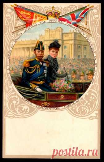 Liebig Tradecard - Prince and Princes of Wales, 1901 Lemco (Liebig Extract of Meat Company) Coronation Postcard of the Prince and Princes of Wales, at the opening of the Federal Parliament, Melbourne, 1901