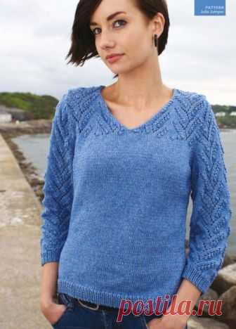 Пуловер с рельефным узором спицами. Женский пуловер с рельефным узором | Вязание для всей семьи